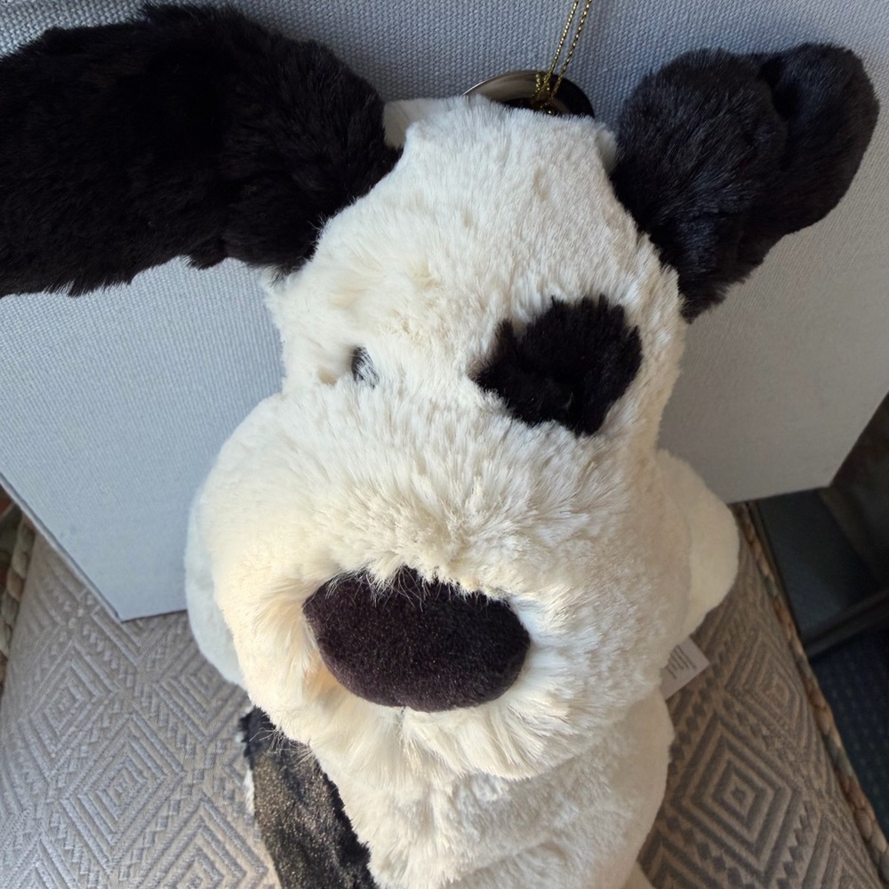 JellyCat Plush Dog Rufferty Bashful Puppy Black & White Soft Toy NWT 39.00 - Picture 4 of 5
